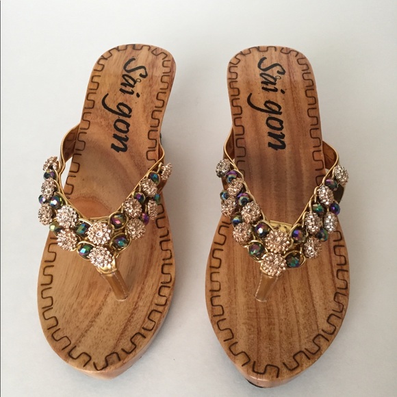 New Handmade wooden slip on sandals sz 6 3” heel - Picture 2 of 7